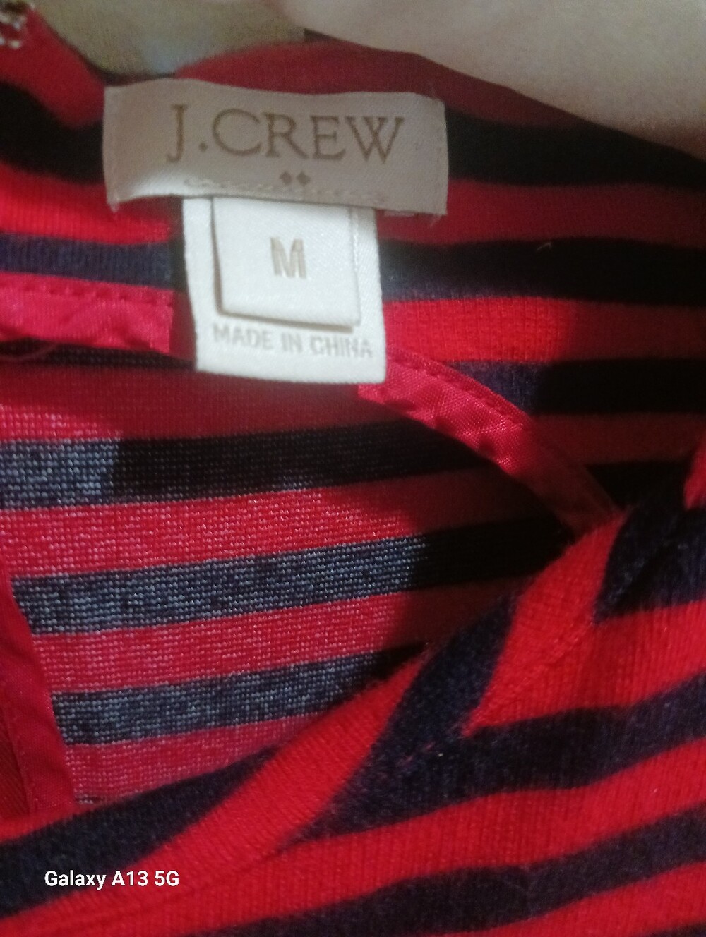 JCrew Redand Navy Strip Pocket Dress - Picture 2 of 8